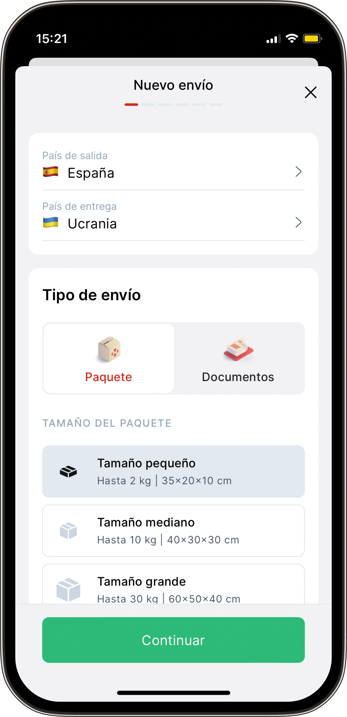 Crea un nuevo paquete directamente en la app