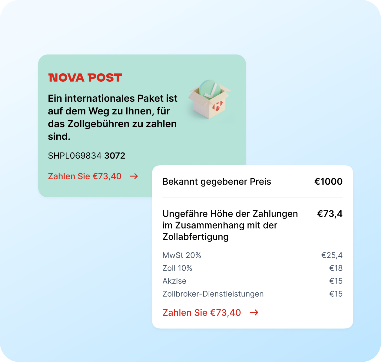 Wir verzollen das Paket beim Zoll