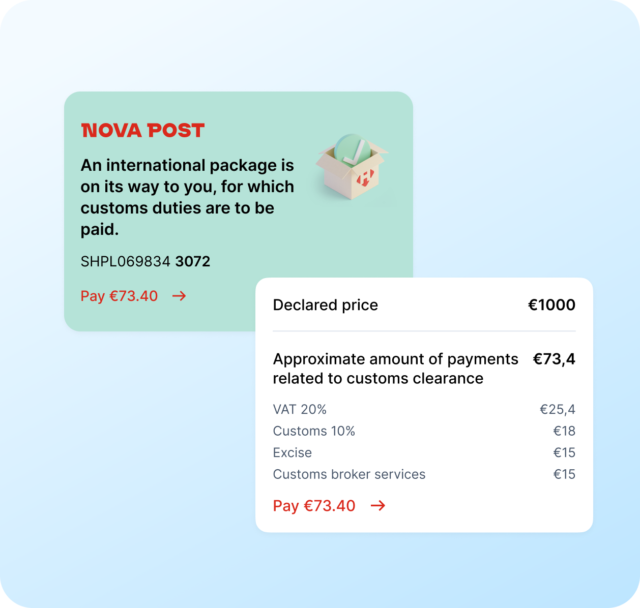 We'll clear the parcel at customs