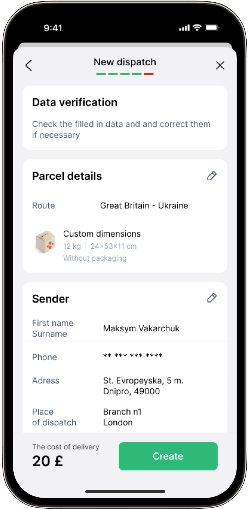 Register a parcel from your phone