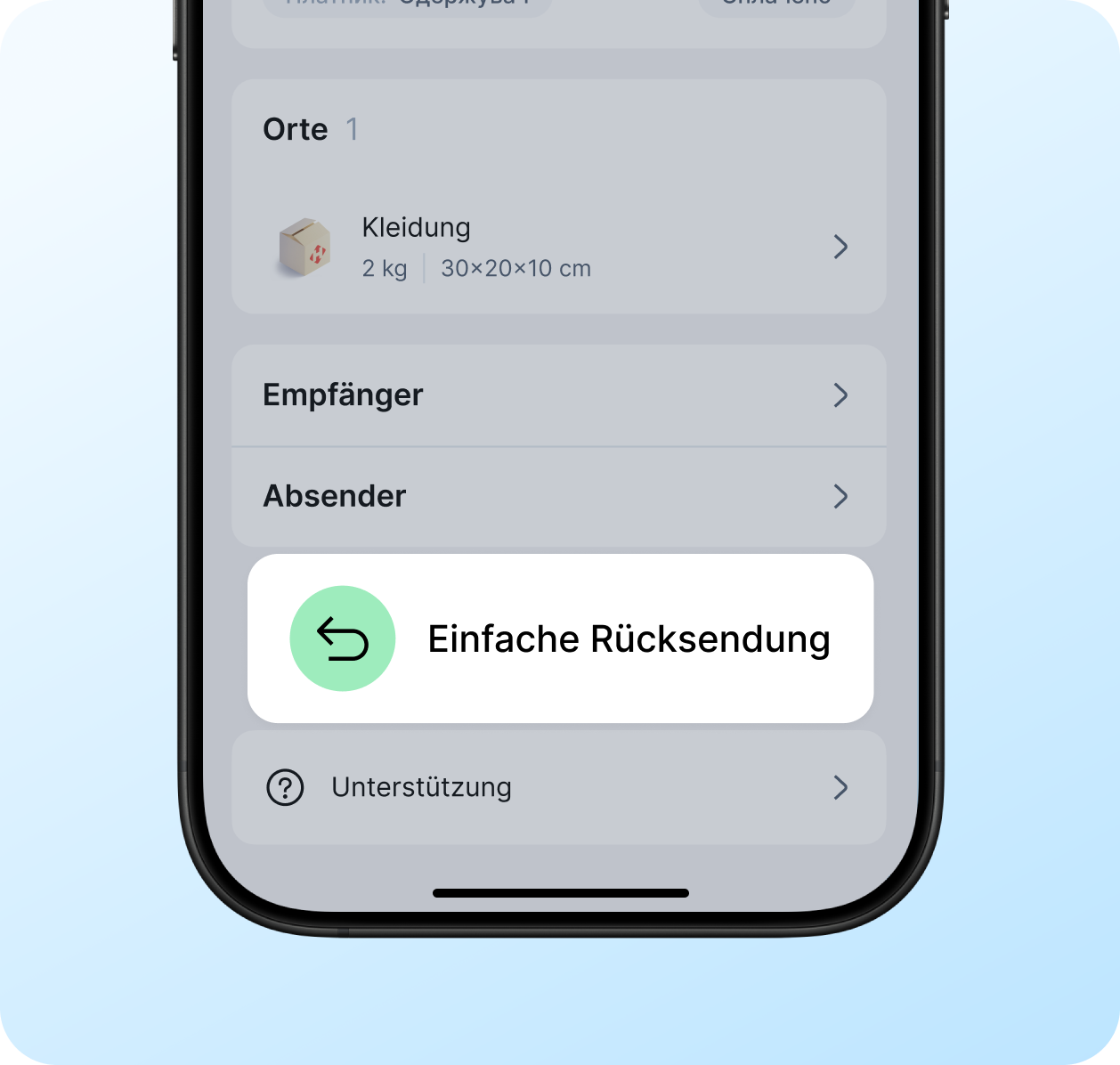 Wir erstellen und liefern die Rücksendung